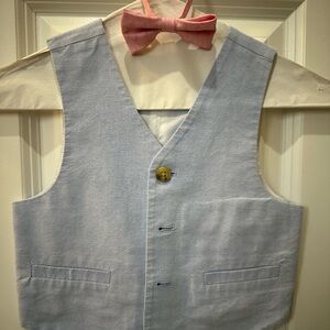 Janie & Jack Light Blue Vest with Pink Bow Tie